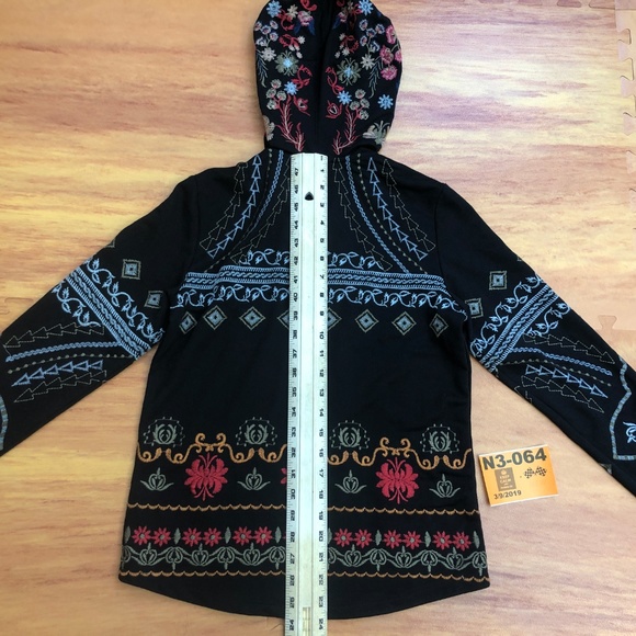 Dor Dor Couture Floral Embroidered Hoodie Small S - Picture 8 of 8